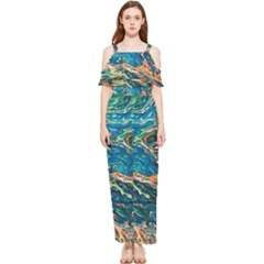 Oceanic Mircoscope  Draped Sleeveless Chiffon Jumpsuit