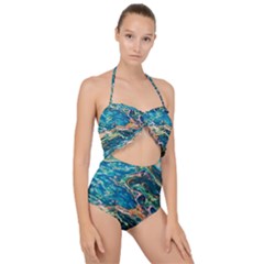 Oceanic Mircoscope  Scallop Top Cut Out Swimsuit by BrenZenCreations