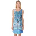 Crystal Blue Tree Sleeveless Satin Nightdress View1