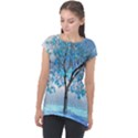 Crystal Blue Tree Cap Sleeve High Low Top View1