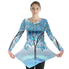 Crystal Blue Tree Long Sleeve Tunic  by icarusismartdesigns