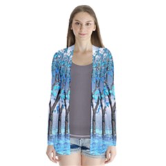 Crystal Blue Tree Drape Collar Cardigan by icarusismartdesigns