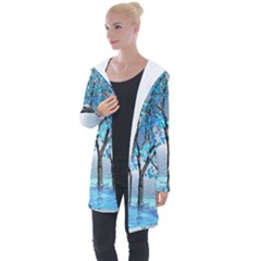 Crystal Blue Tree Longline Hooded Cardigan by icarusismartdesigns