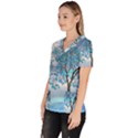 Crystal Blue Tree Women s V-Neck Scrub Top View2