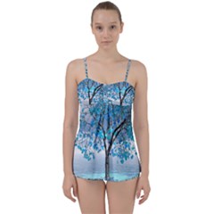 Crystal Blue Tree Babydoll Tankini Set by icarusismartdesigns