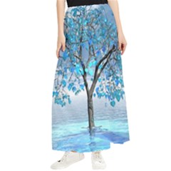 Crystal Blue Tree Maxi Chiffon Skirt by icarusismartdesigns