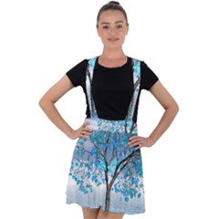 Crystal Blue Tree Velvet Suspender Skater Skirt by icarusismartdesigns