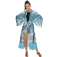 Crystal Blue Tree Maxi Kimono by icarusismartdesigns