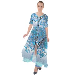 Crystal Blue Tree Waist Tie Boho Maxi Dress by icarusismartdesigns