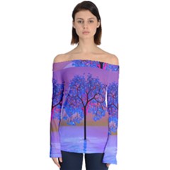 Tree Sunset Off Shoulder Long Sleeve Top by icarusismartdesigns