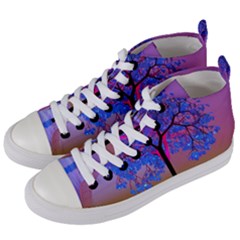 Tree Sunset Women s Mid-top Canvas Sneakers by icarusismartdesigns