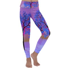 Tree Sunset Kids  Lightweight Velour Classic Yoga Leggings by icarusismartdesigns