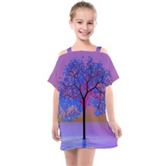 Tree Sunset Kids  One Piece Chiffon Dress by icarusismartdesigns