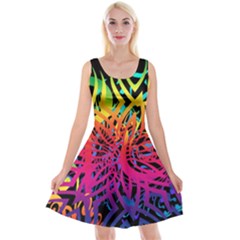 Abstract Jungle Reversible Velvet Sleeveless Dress