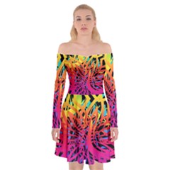 Abstract Jungle Off Shoulder Skater Dress by icarusismartdesigns