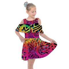 Abstract Jungle Kids  Shoulder Cutout Chiffon Dress by icarusismartdesigns