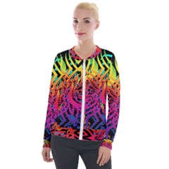 Abstract Jungle Velvet Zip Up Jacket by icarusismartdesigns