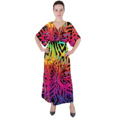 Abstract Jungle V-neck Boho Style Maxi Dress by icarusismartdesigns