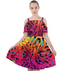 Abstract Jungle Cut Out Shoulders Chiffon Dress by icarusismartdesigns