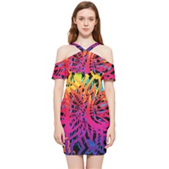 Abstract Jungle Shoulder Frill Bodycon Summer Dress by icarusismartdesigns