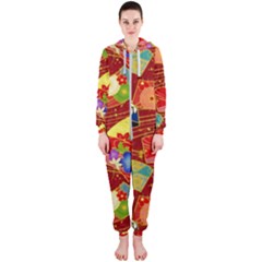 Floral Abstract Hooded Jumpsuit (ladies)  by icarusismartdesigns