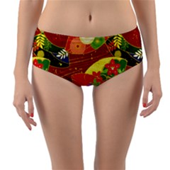 Floral Abstract Reversible Mid-waist Bikini Bottoms by icarusismartdesigns