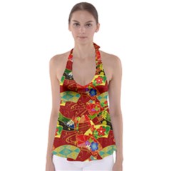 Floral Abstract Babydoll Tankini Top by icarusismartdesigns