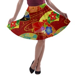 Floral Abstract A-line Skater Skirt by icarusismartdesigns