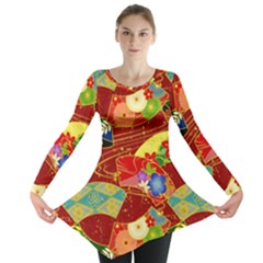 Floral Abstract Long Sleeve Tunic  by icarusismartdesigns