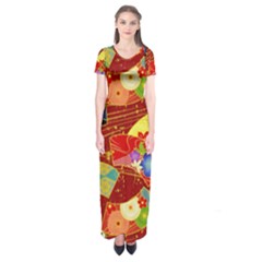 Floral Abstract Short Sleeve Maxi Dress by icarusismartdesigns