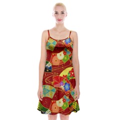 Floral Abstract Spaghetti Strap Velvet Dress