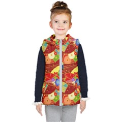 Floral Abstract Kids  Hooded Puffer Vest