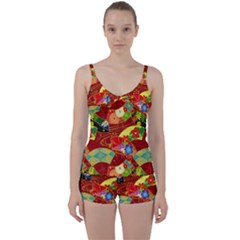 Floral Abstract Tie Front Two Piece Tankini by icarusismartdesigns