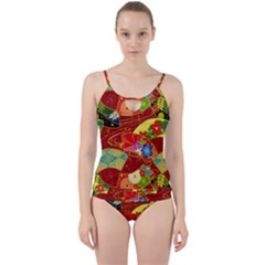 Floral Abstract Cut Out Top Tankini Set by icarusismartdesigns