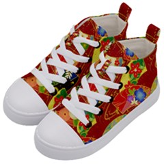 Floral Abstract Kids  Mid-top Canvas Sneakers by icarusismartdesigns