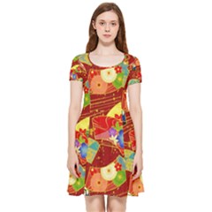 Floral Abstract Inside Out Cap Sleeve Dress by icarusismartdesigns