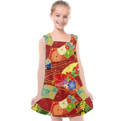 Floral Abstract Kids  Cross Back Dress by icarusismartdesigns