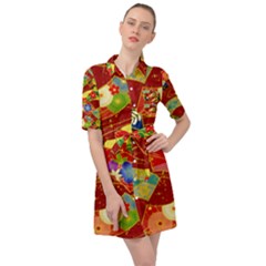 Floral Abstract Belted Shirt Dress by icarusismartdesigns