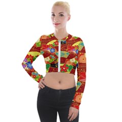 Floral Abstract Long Sleeve Cropped Velvet Jacket by icarusismartdesigns