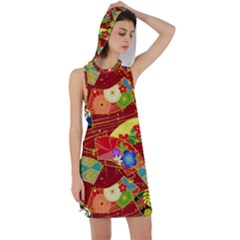 Floral Abstract Racer Back Hoodie Dress by icarusismartdesigns