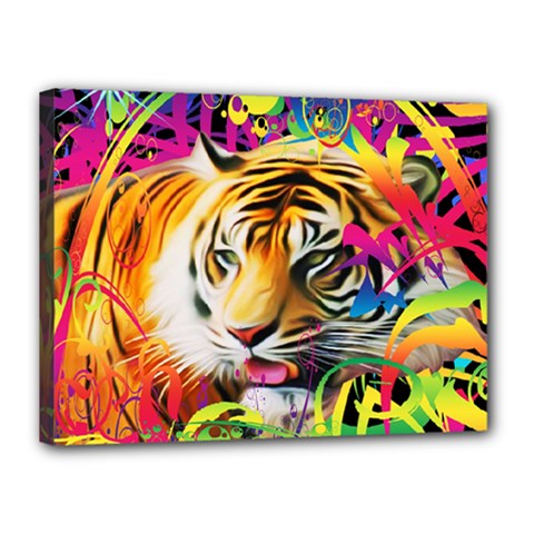 Tiger In The Jungle Canvas 16  X 12  (stretched) by icarusismartdesigns