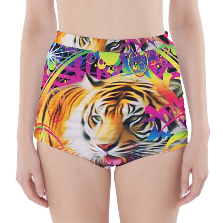 Tiger In The Jungle High-Waisted Bikini Bottoms