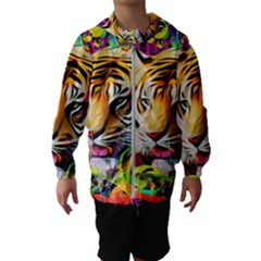 Tiger In The Jungle Kids  Hooded Windbreaker