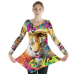 Tiger In The Jungle Long Sleeve Tunic  by icarusismartdesigns