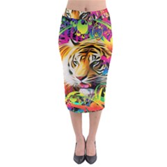 Tiger In The Jungle Midi Pencil Skirt by icarusismartdesigns