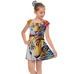 Tiger In The Jungle Kids  Cap Sleeve Dress by icarusismartdesigns