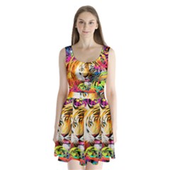 Tiger In The Jungle Split Back Mini Dress  by icarusismartdesigns