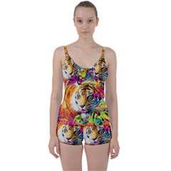 Tiger In The Jungle Tie Front Two Piece Tankini by icarusismartdesigns