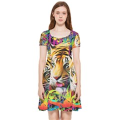 Tiger In The Jungle Inside Out Cap Sleeve Dress by icarusismartdesigns