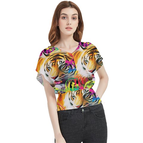 Tiger In The Jungle Butterfly Chiffon Blouse by icarusismartdesigns